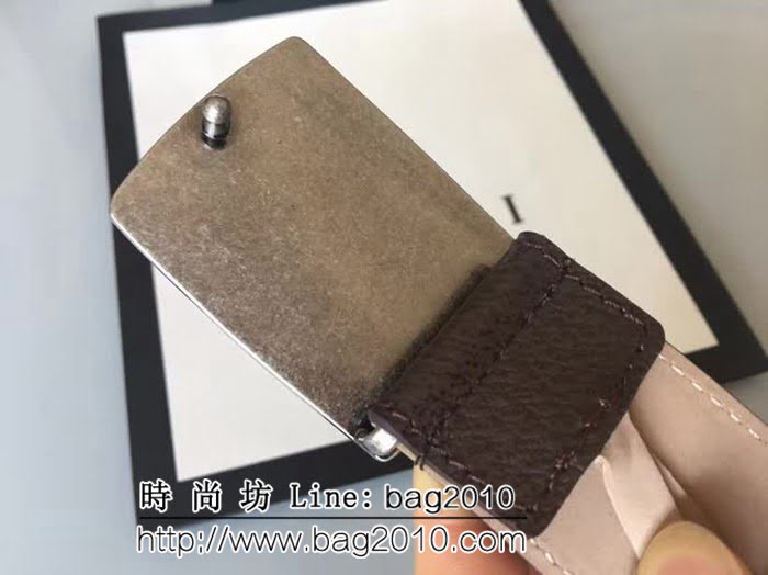 古馳CUCCI 頭層牛皮材料製作-豬皮紋 純銅五金男士皮帶 GHG1116